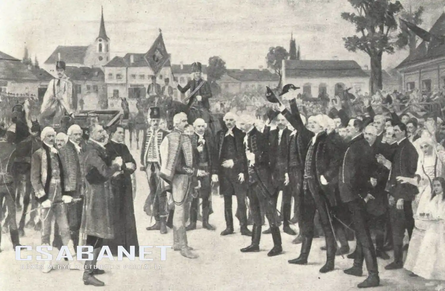 SZABADKÁNAK SZABAD KIRÁLYI VÁROSSÁ NYILVÁNÍTÁSA JANTYIK MÁTYÁS OLAJFESTMÉNYE