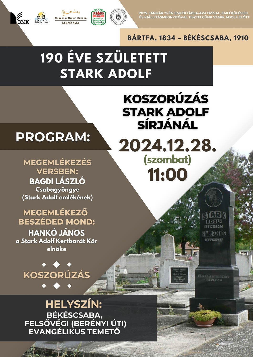 Koszorúzás Stark Adolf sírjánál