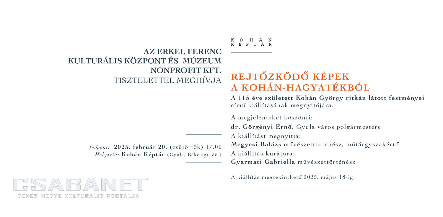 Meghívó - Rejtőzködő képek a Kohán-hagyatékból