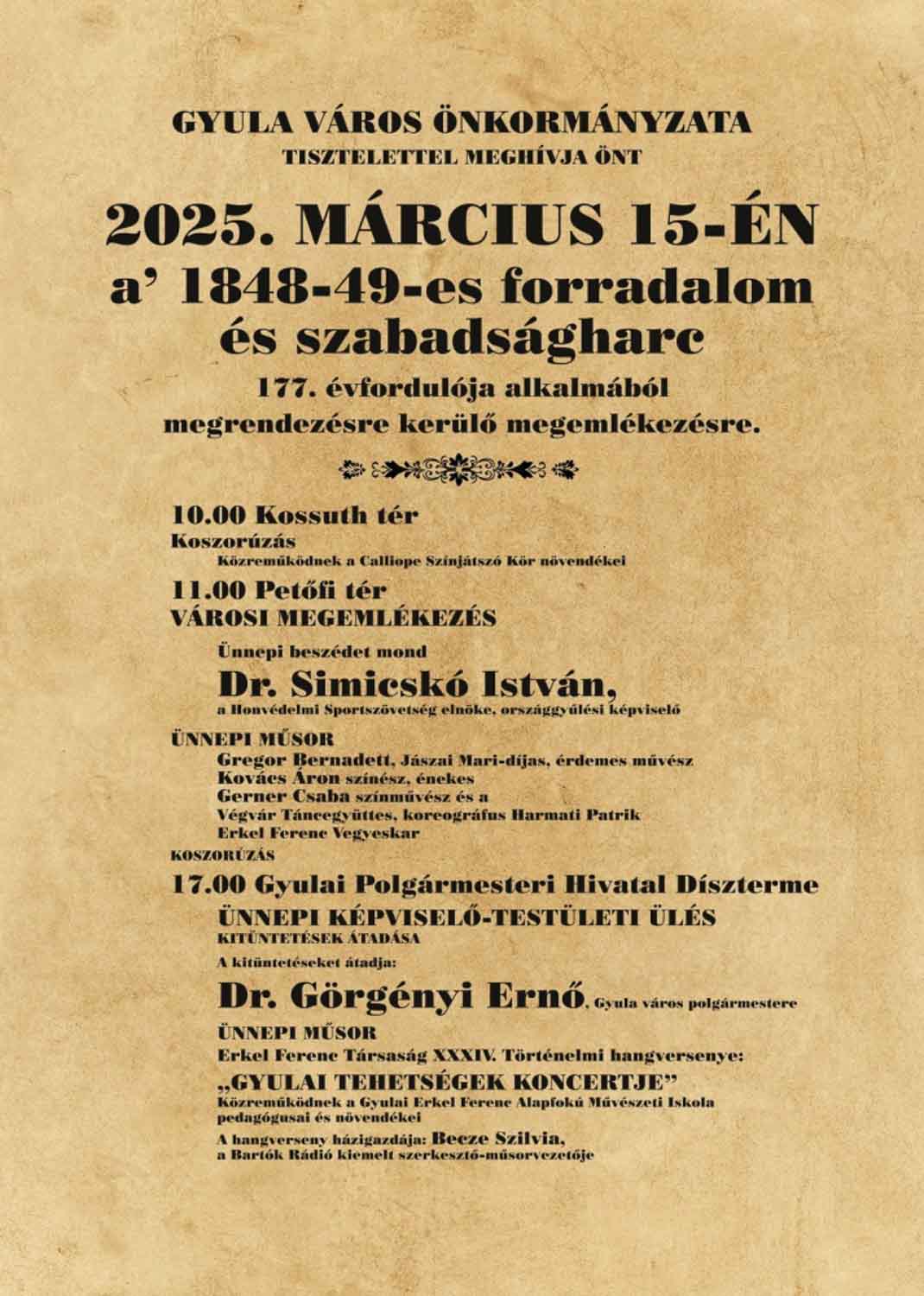 Gyula március 15