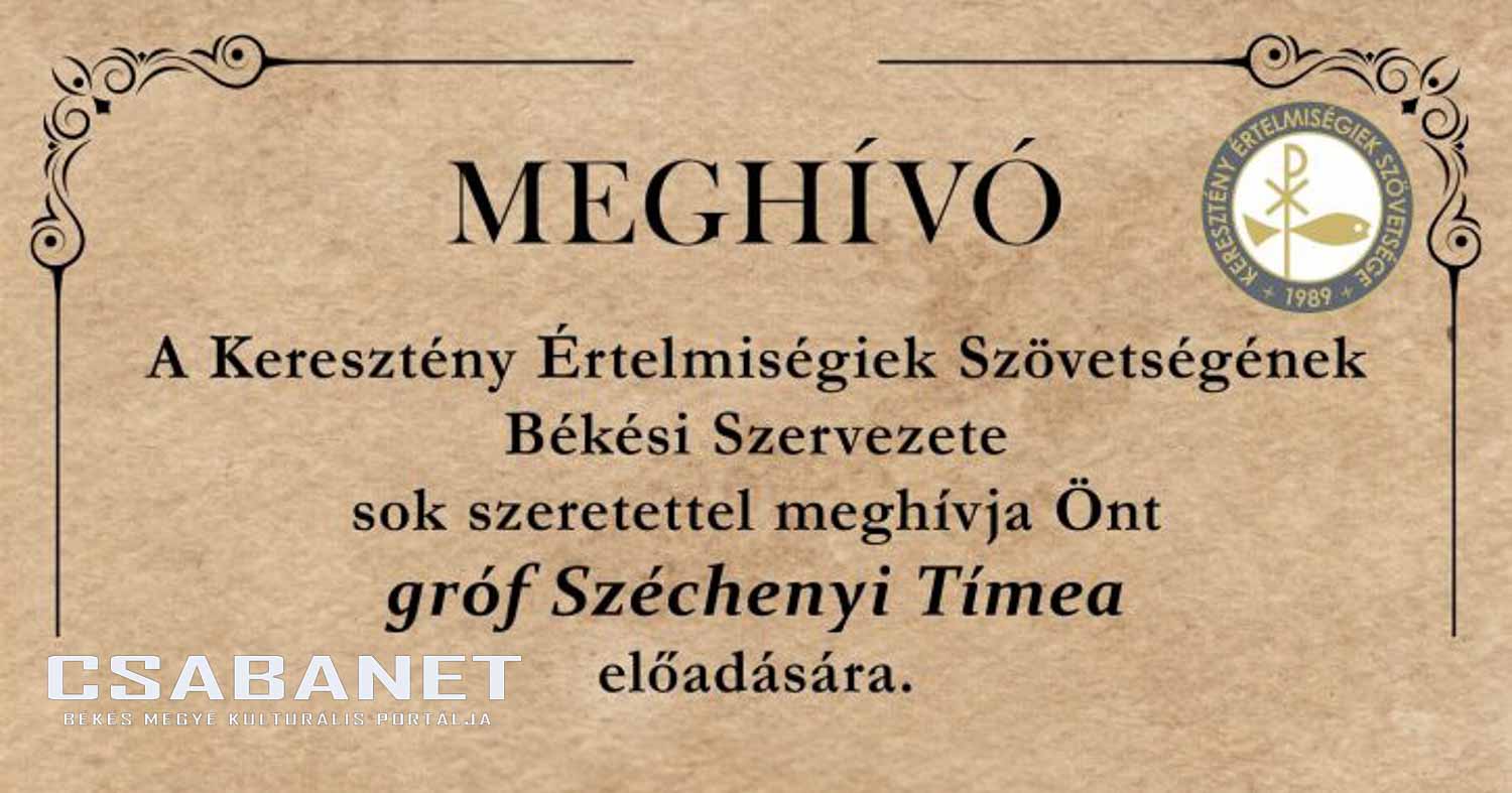 Meghívó gróf Széchenyi Tímea előadására