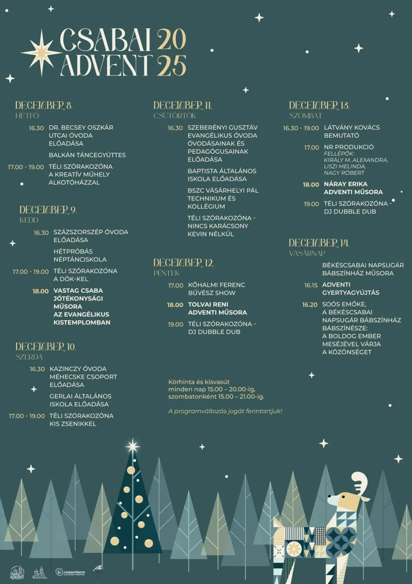 CSABAI ADVENT - Programok a 3. adventi hétvégén