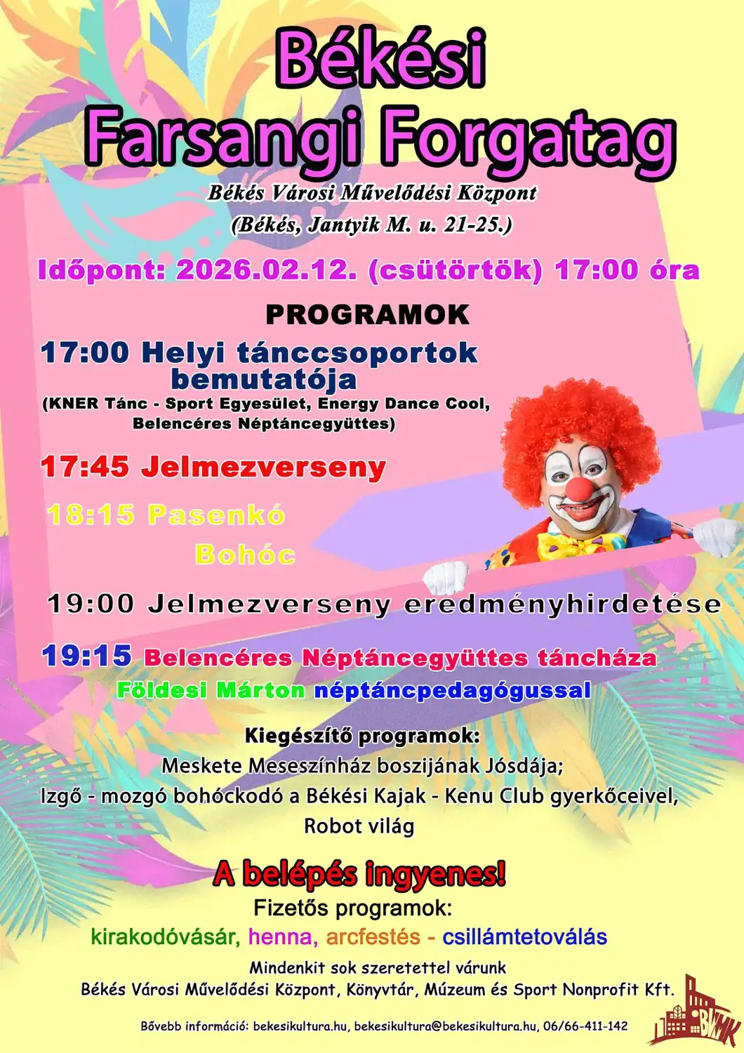 Békési Farsangi Forgatag plakát