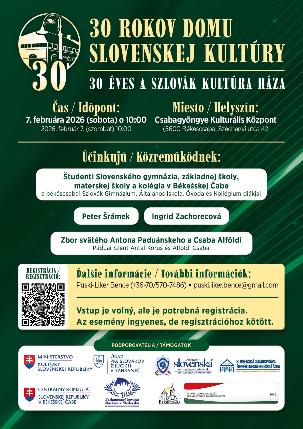 30 éves a Szlovák Kultúra Háza - plakát