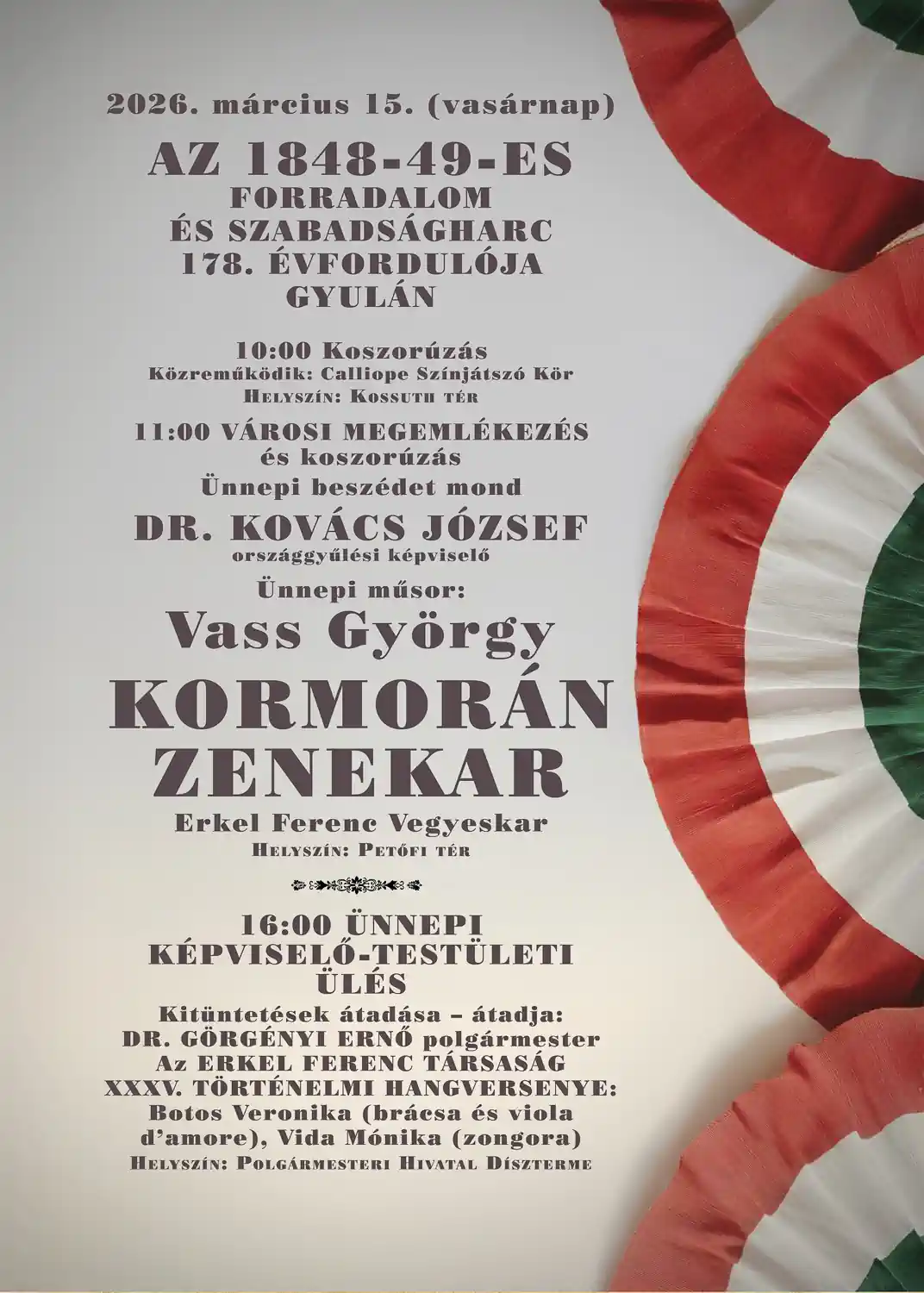 Az 1848-49-es forradalom és szabadságharc 178. évfordulója Gyulán