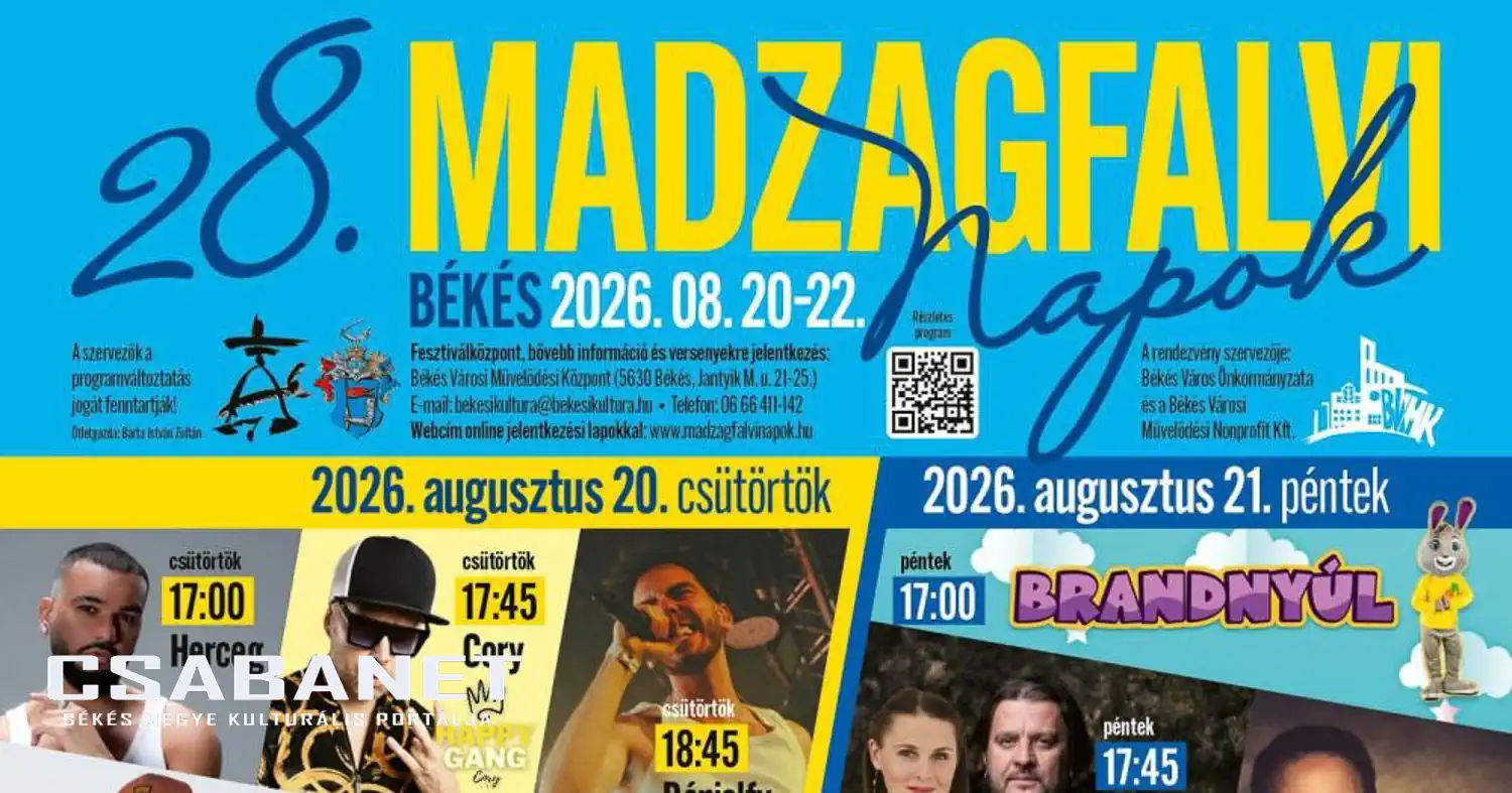 28. Madzagfalvi Napok Békésen, 2026.08.20-22. - Részletes program