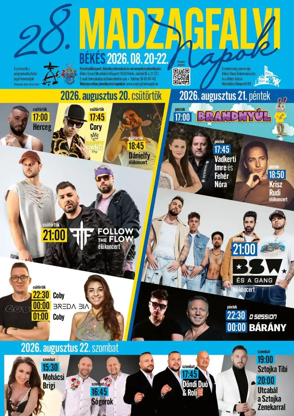 28. Madzagfalvi Napok Békésen, 2026.08.20-22. - Részletes program - Plakát