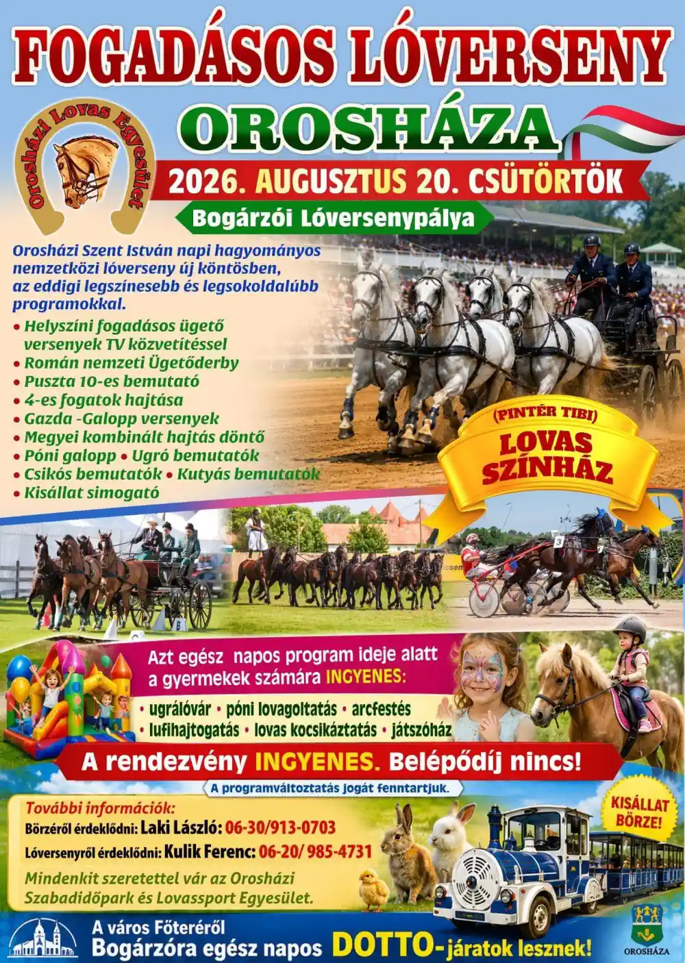 Fogadásos lóverseny - Orosháza, 2026. augusztus 20.