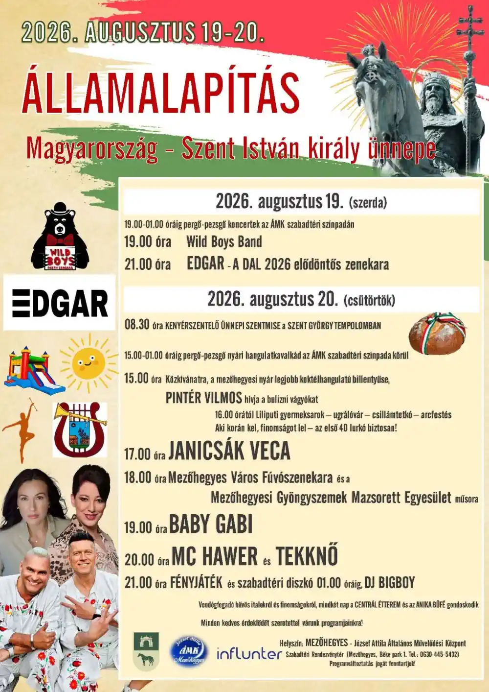 Szent István király ünnepe Mezőhegyesen - 2026.08.19-20. - Plakát