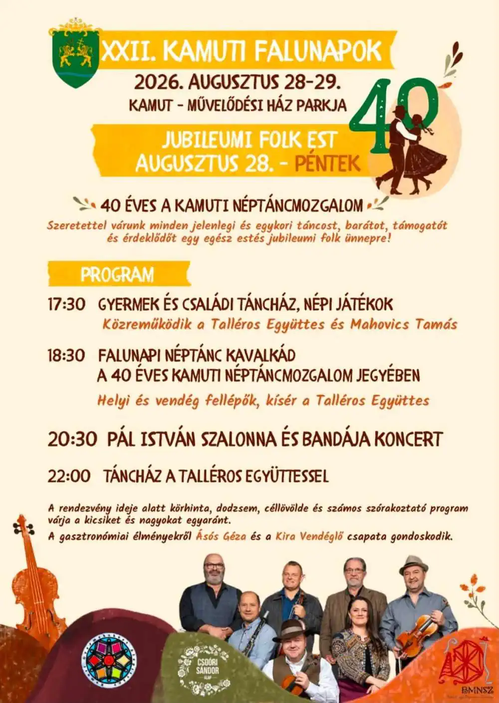 XXII. KAMUTI FALUNAPOK - 2026. augusztus 28-29. - Plakát