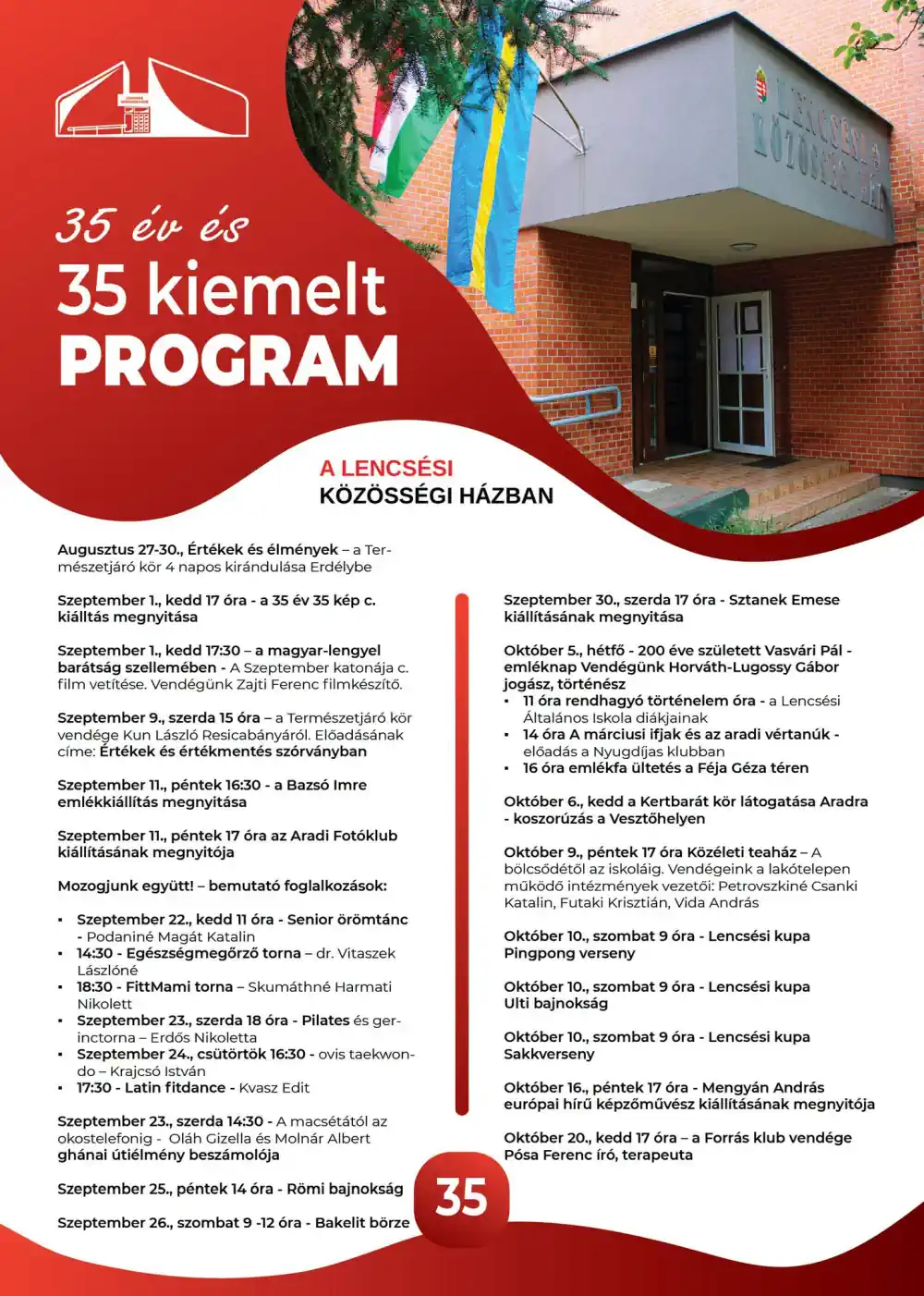 35 év és 35 kiemelt program