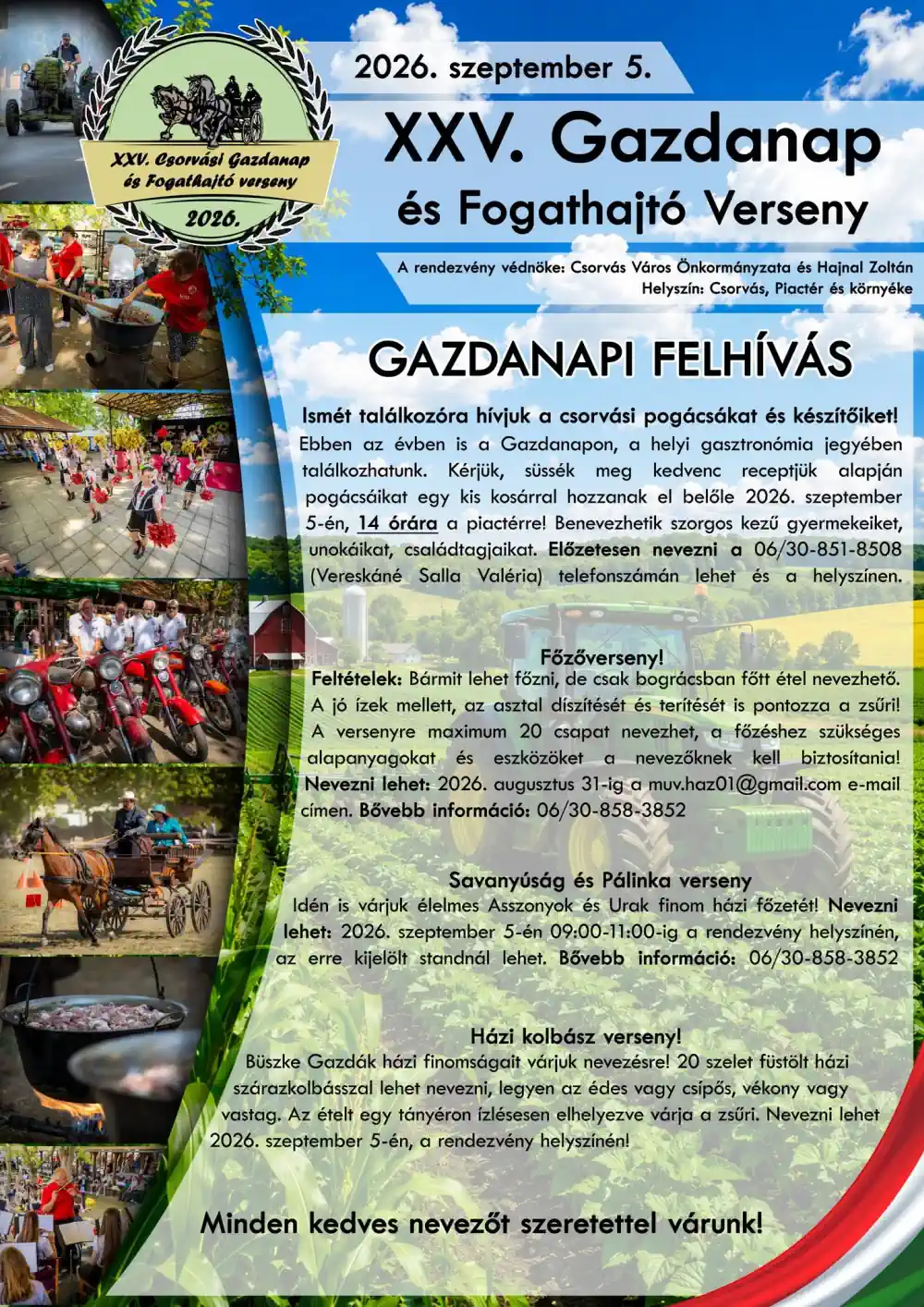 XXV. Csorvási Gazdanap és Fogathajtó Verseny – 2026. szeptember 5. - Felhívások