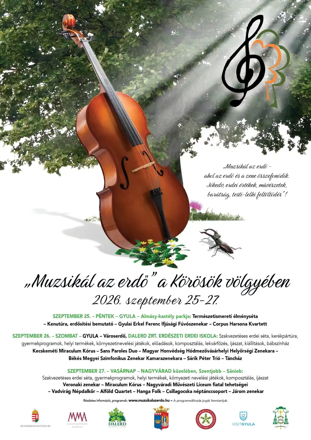 „Muzsikál az erdő” a Körösök völgyében - 2026. szeptember 25-27. - Plakát